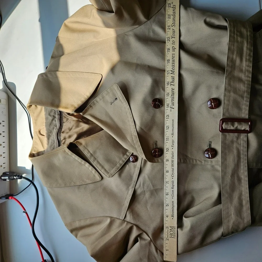 Vintage Sears Double Breasted Trench Coat Belted Mens 42 Beige Tan Detective